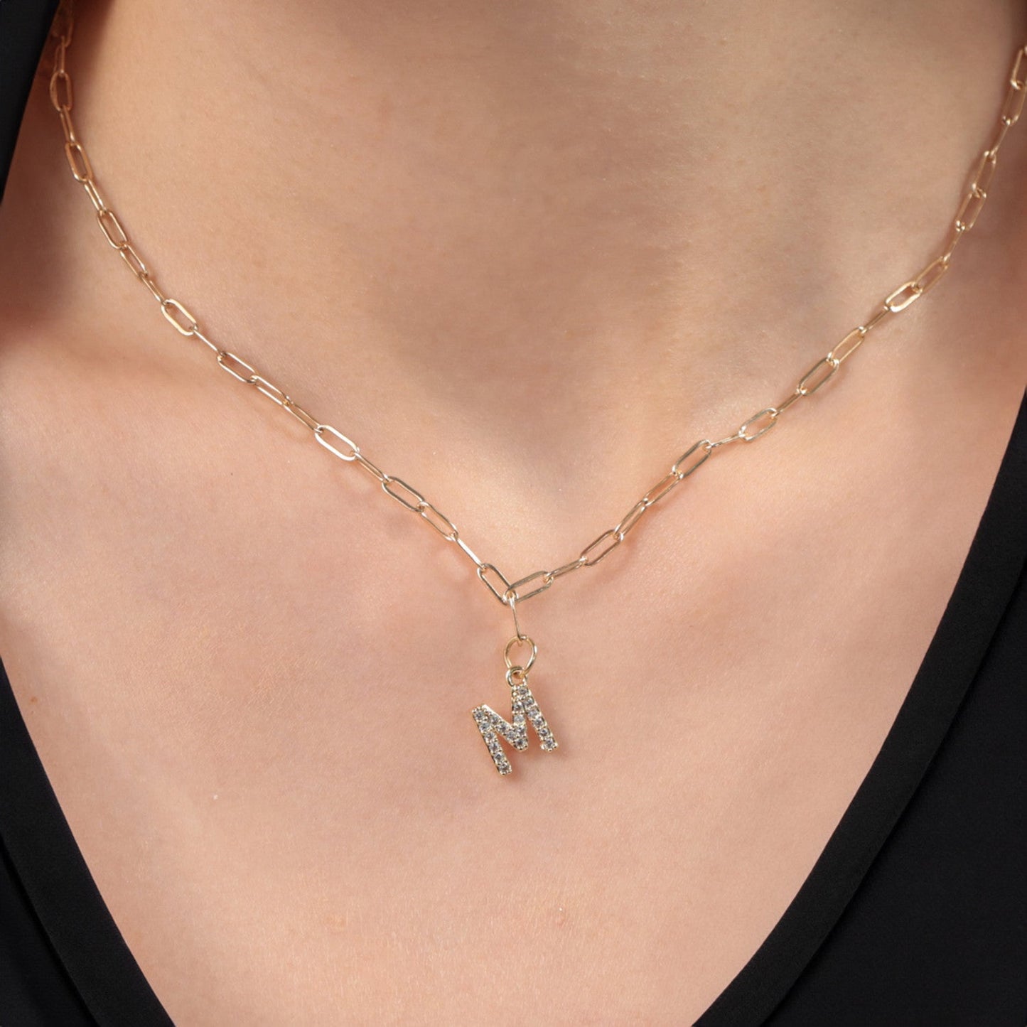 Dainty Pave Initial Charm