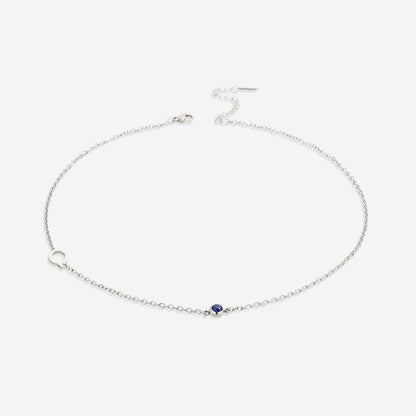 Initial Necklace with Birthstone Accent