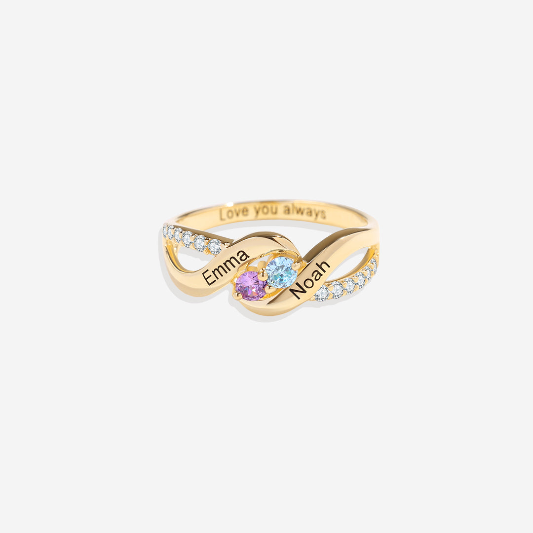 Bague Forever Love avec deux pierres de naissance
