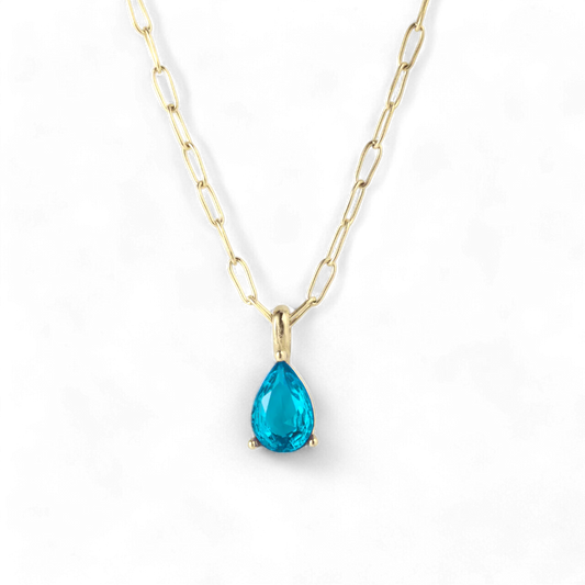 Collier avec pendentif pierre de naissance et chaîne trombone délicate