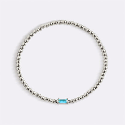 Bracelet en argent sterling avec perles et pierre de naissance