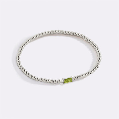 Bracelet en argent sterling avec perles et pierre de naissance