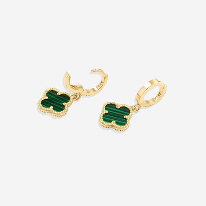 Boucles d'oreilles pendantes en forme de trèfle pavé