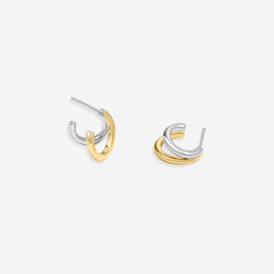 Boucles d'oreilles créoles doubles en métal mixte