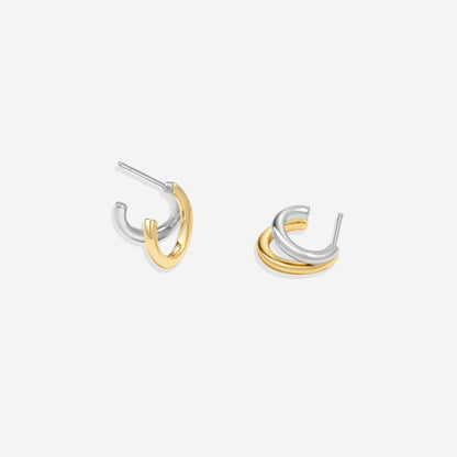 Boucles d'oreilles créoles doubles en métal mixte