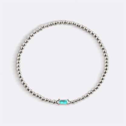 Bracelet en argent sterling avec perles et pierre de naissance