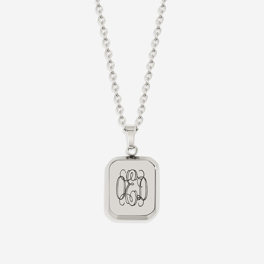 Collier pendentif portrait monogramme