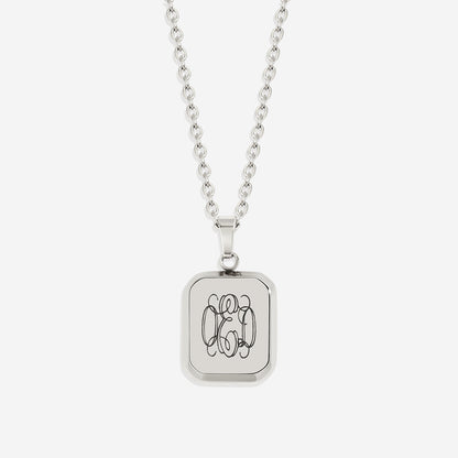 Collier pendentif portrait monogramme