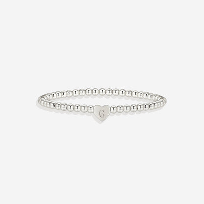 Gold Beaded Bracelet with Heart Initial