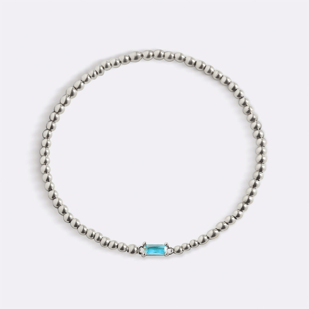 Bracelet en argent sterling avec perles et pierre de naissance