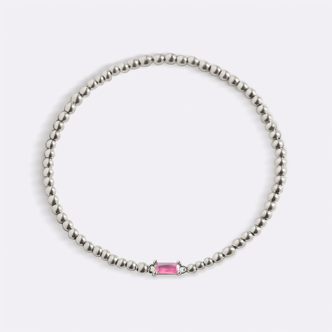 Bracelet en argent sterling avec perles et pierre de naissance