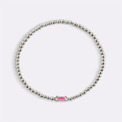 Bracelet en argent sterling avec perles et pierre de naissance