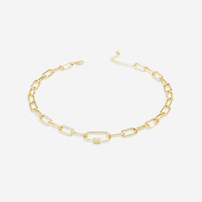 Collier à maillons avec fermoir mousqueton pavé
