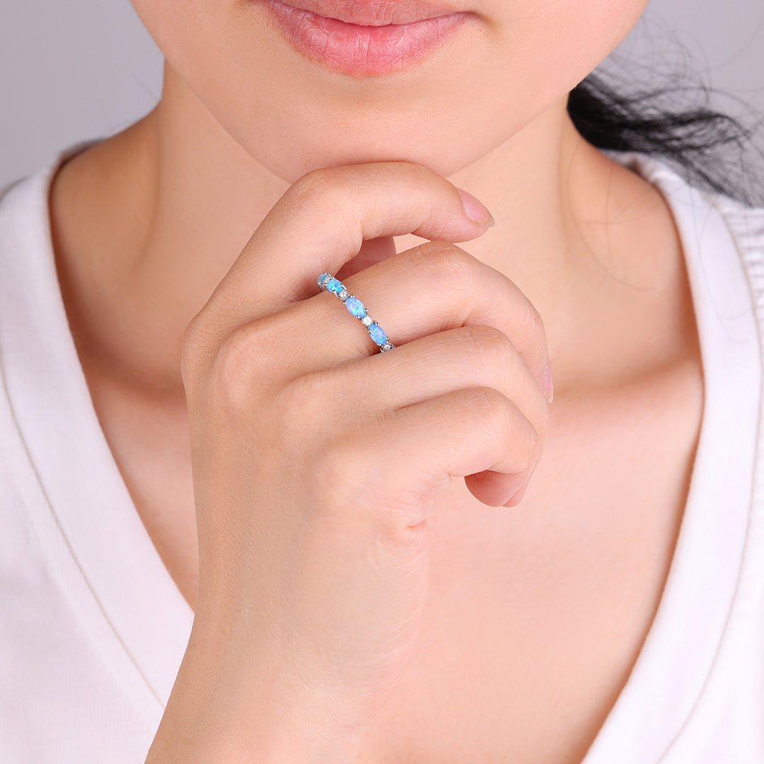 Bague d'éternité en opale de feu