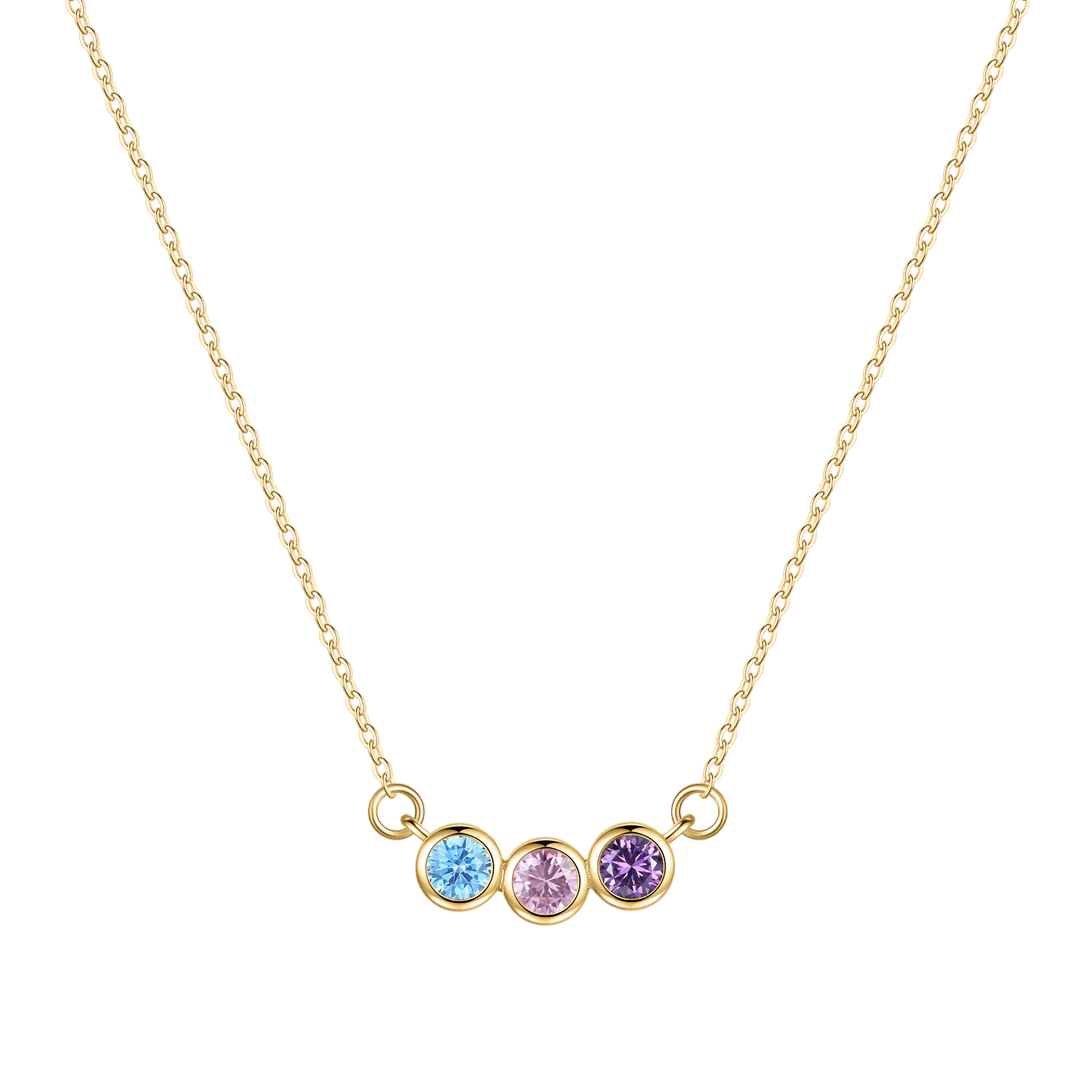 Collier délicat avec pierres de naissance pour la famille