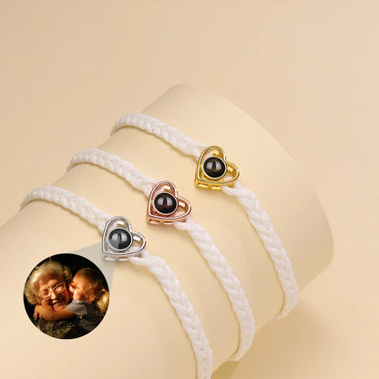 Bracelet photo réglable en forme de cœur
