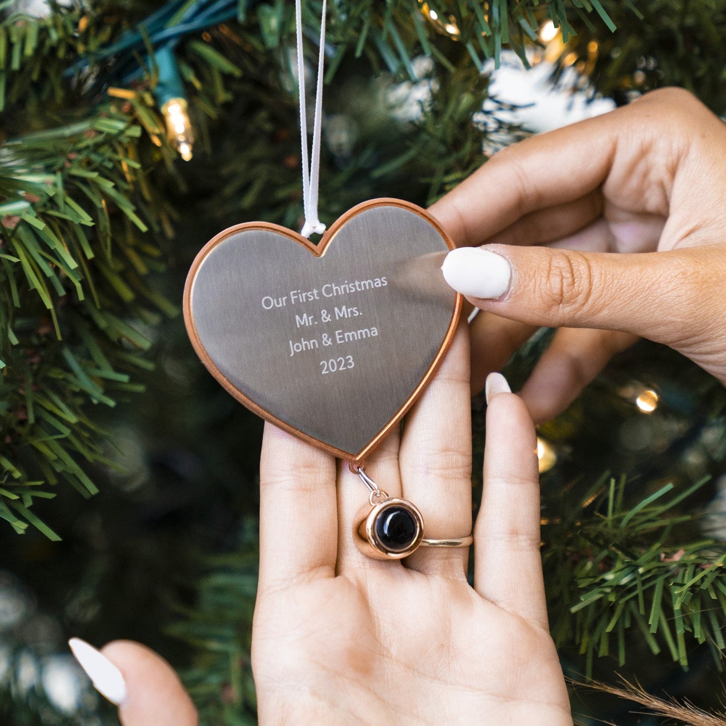 Personalisiertes Herz-Foto-Ornament