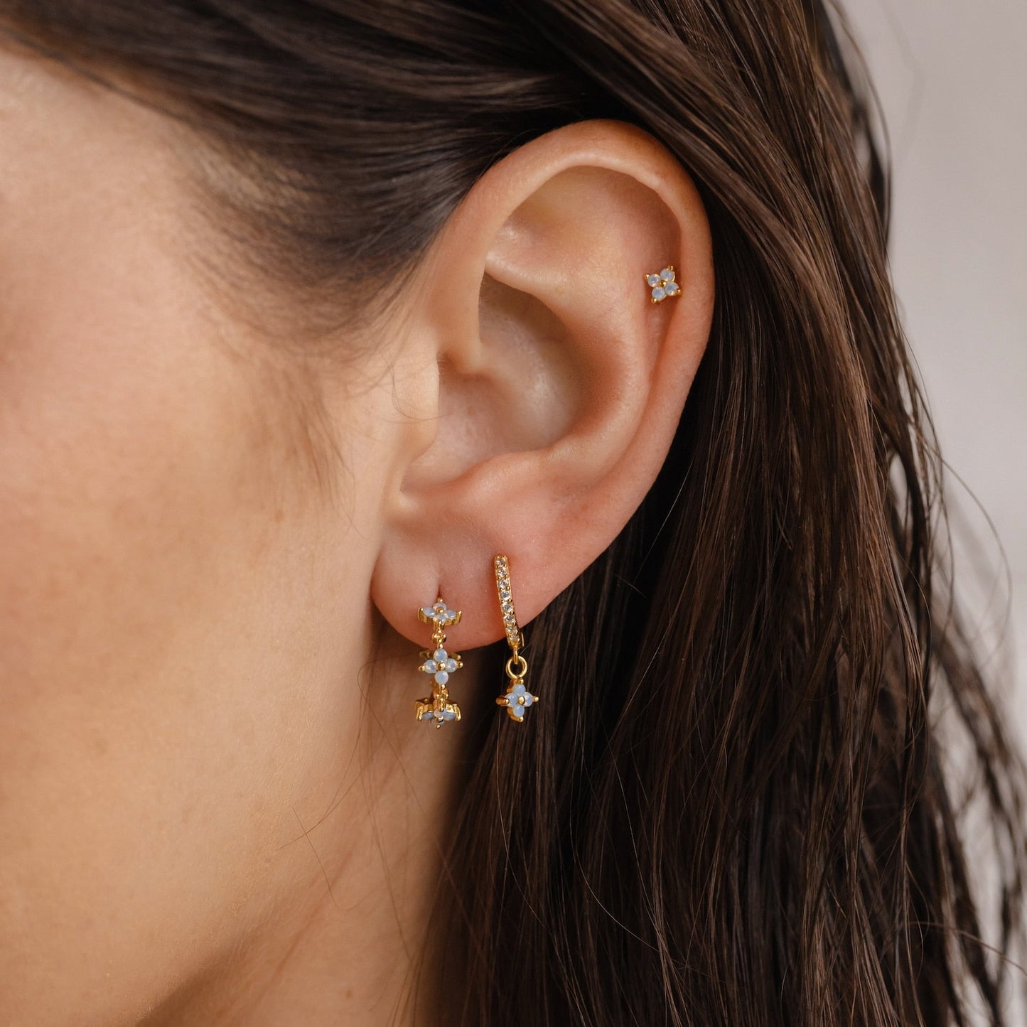 Ensemble de boucles d'oreilles en fleur de lierre 