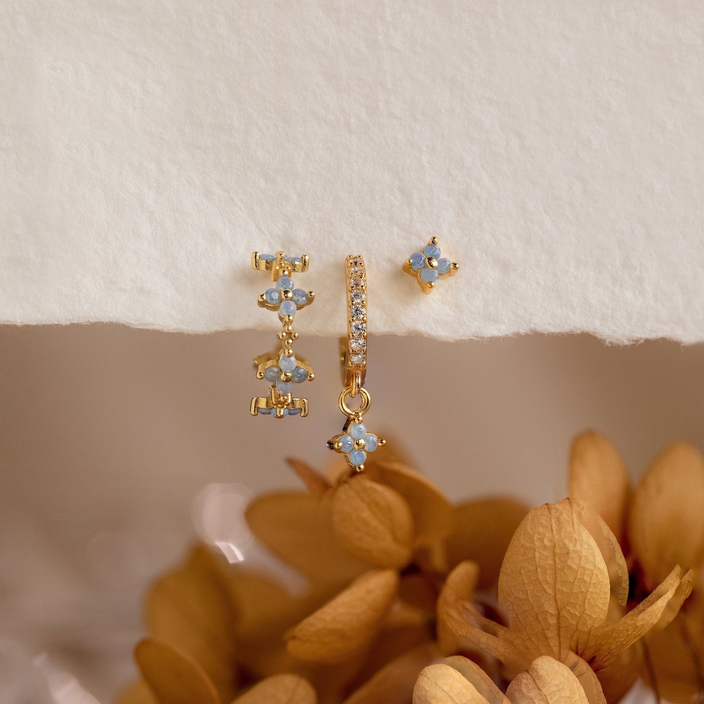 Ensemble de boucles d'oreilles en fleur de lierre 