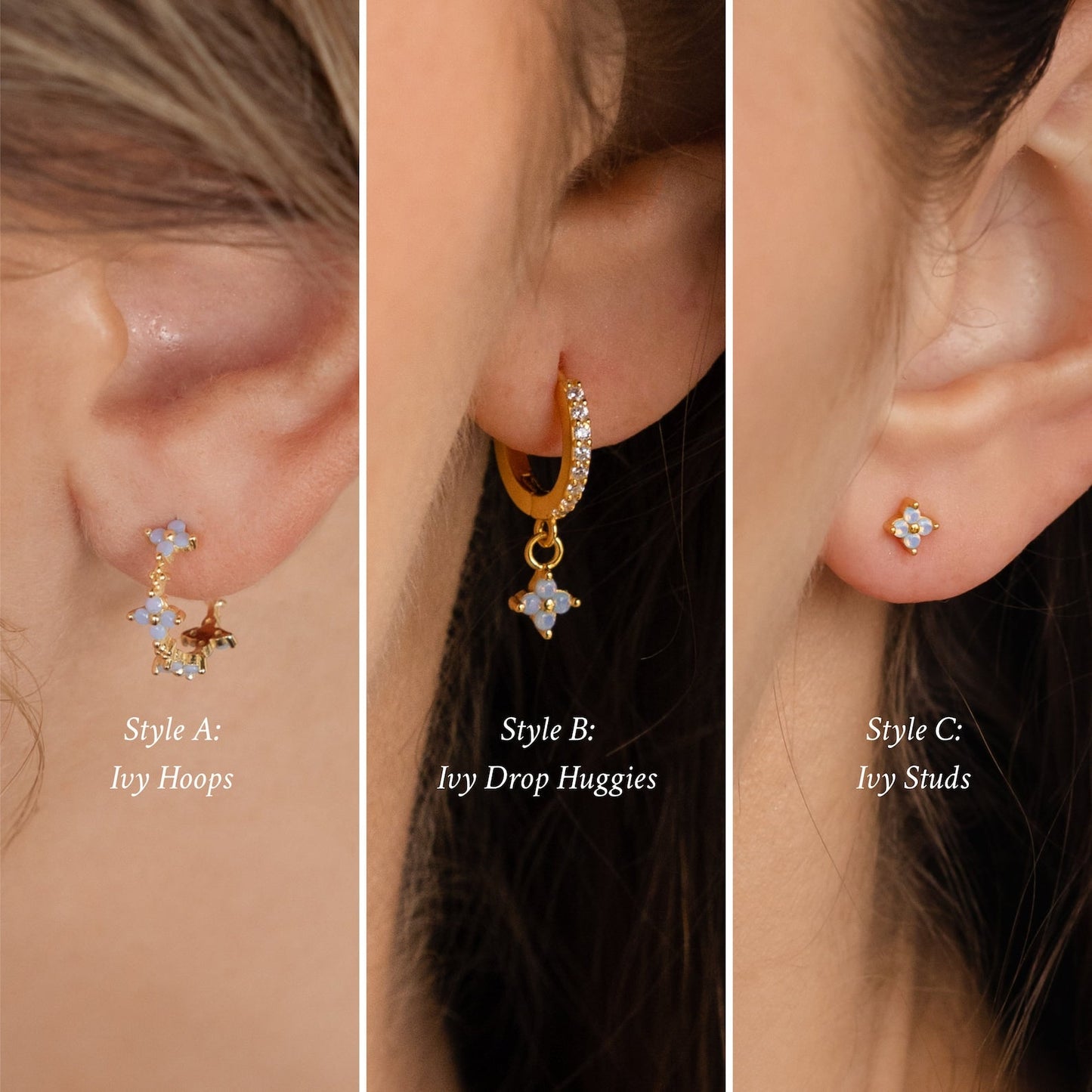 Ensemble de boucles d'oreilles en fleur de lierre 