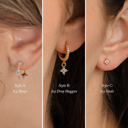 Ensemble de boucles d'oreilles en fleur de lierre 