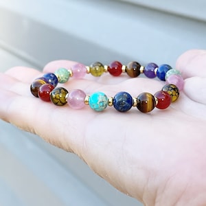 Seven Chakra Energy Bracelet Healing Beaded Buddha Charm Bracelet for Meditation