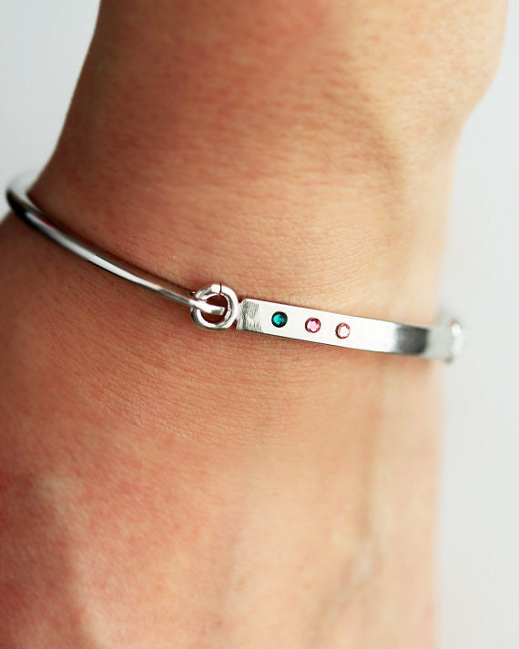 Swing Top Birthstone Bangle Bracelet