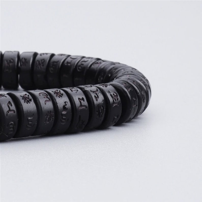 Bracelet tibétain tressé porte-bonheur en coquille de noix de coco noire, bracelet de méditation, bracelet pour homme 
