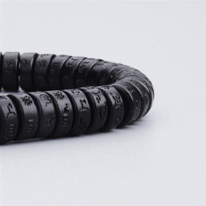 Bracelet tibétain tressé porte-bonheur en coquille de noix de coco noire, bracelet de méditation, bracelet pour homme 