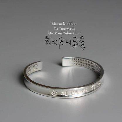 Das Herz-Sutra-Armband, tibetisches Silber, Armreif, Meditation, buddhistisches Armband 