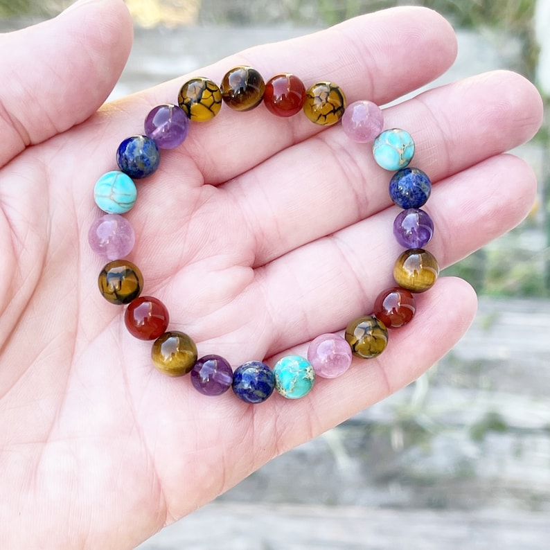 Seven Chakra Energy Bracelet Healing Beaded Buddha Charm Bracelet for Meditation