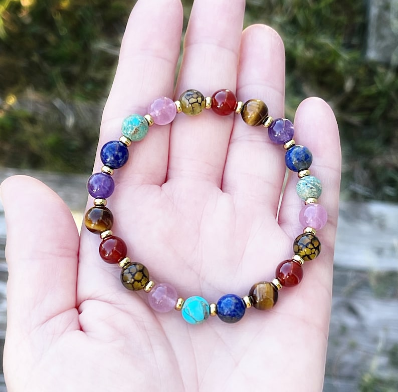 Seven Chakra Energy Bracelet Healing Beaded Buddha Charm Bracelet for Meditation