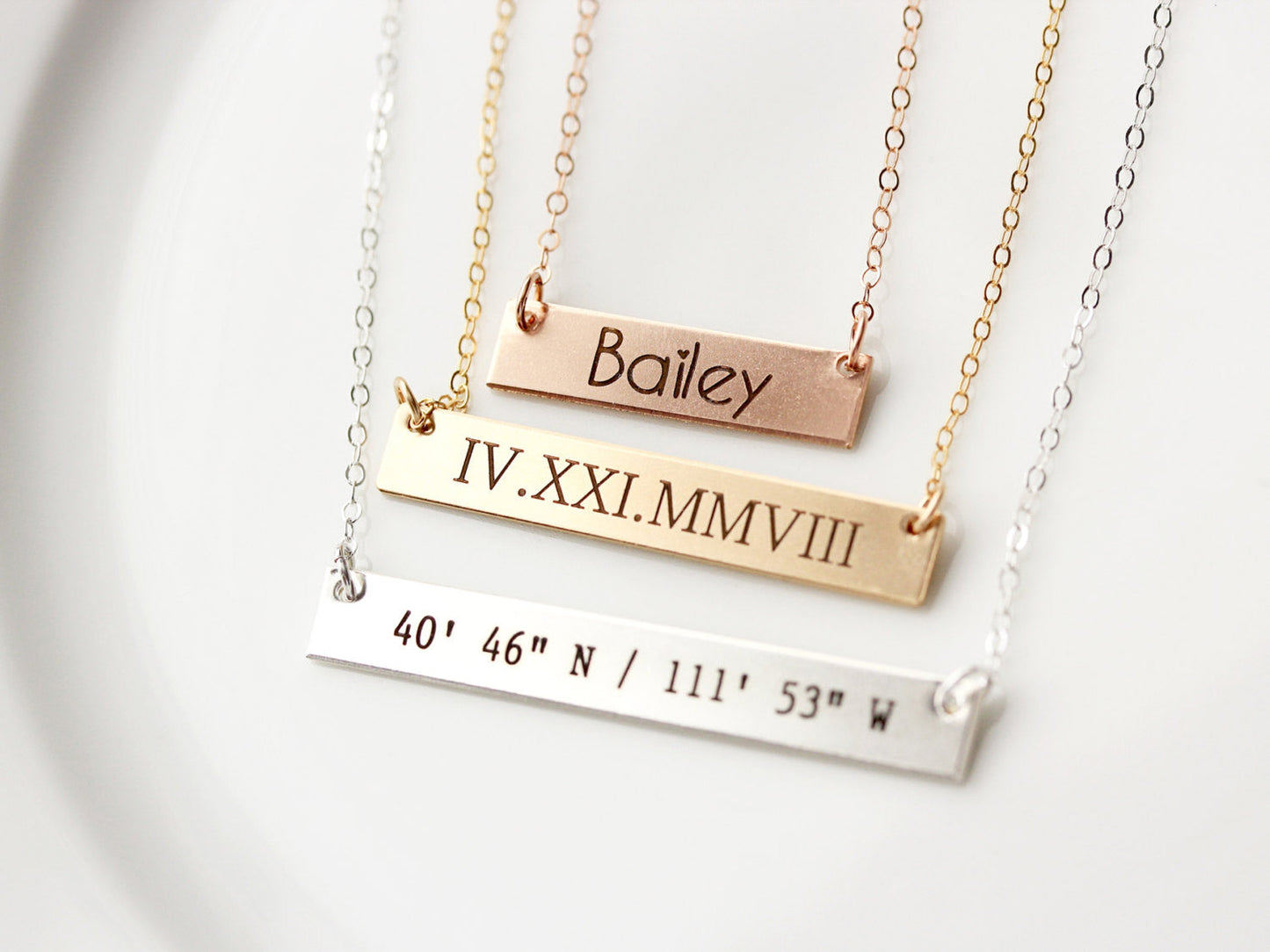 Engraved Bar Necklace | Thick Bar