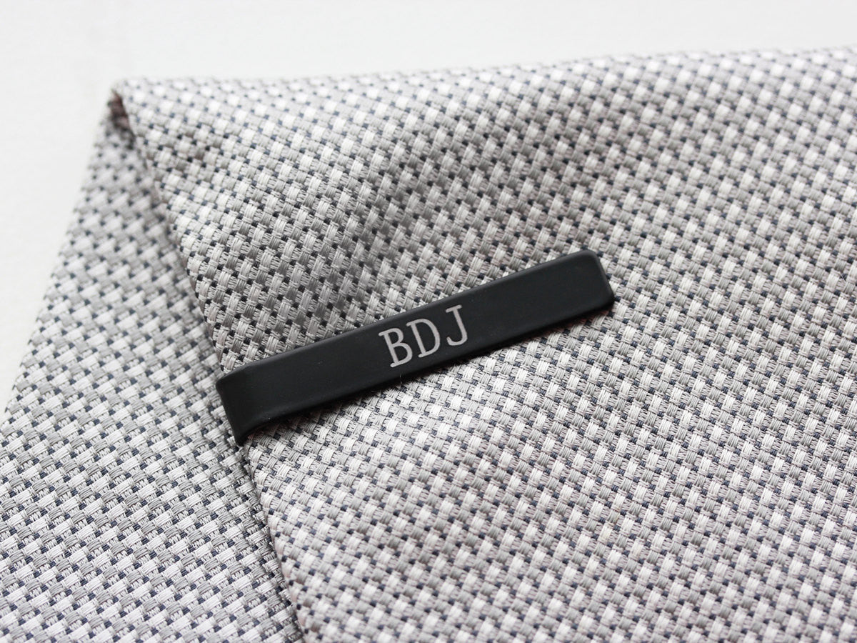 Groom Gift Engraved Tie Clip | Silver, Gold, Black