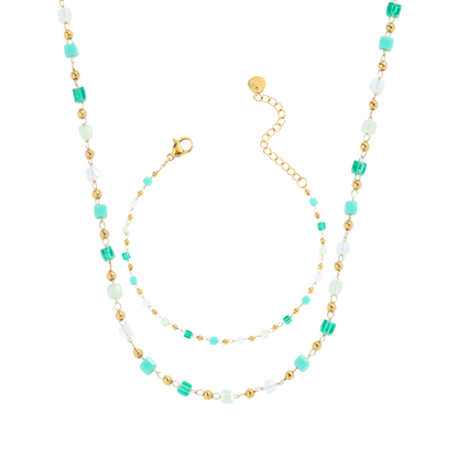 Ensemble bracelet de plage en perles et collier ras du cou