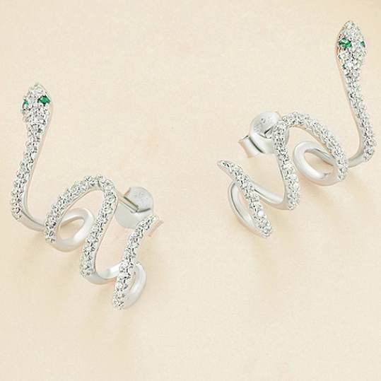Pave Snake Wrap Earrings
