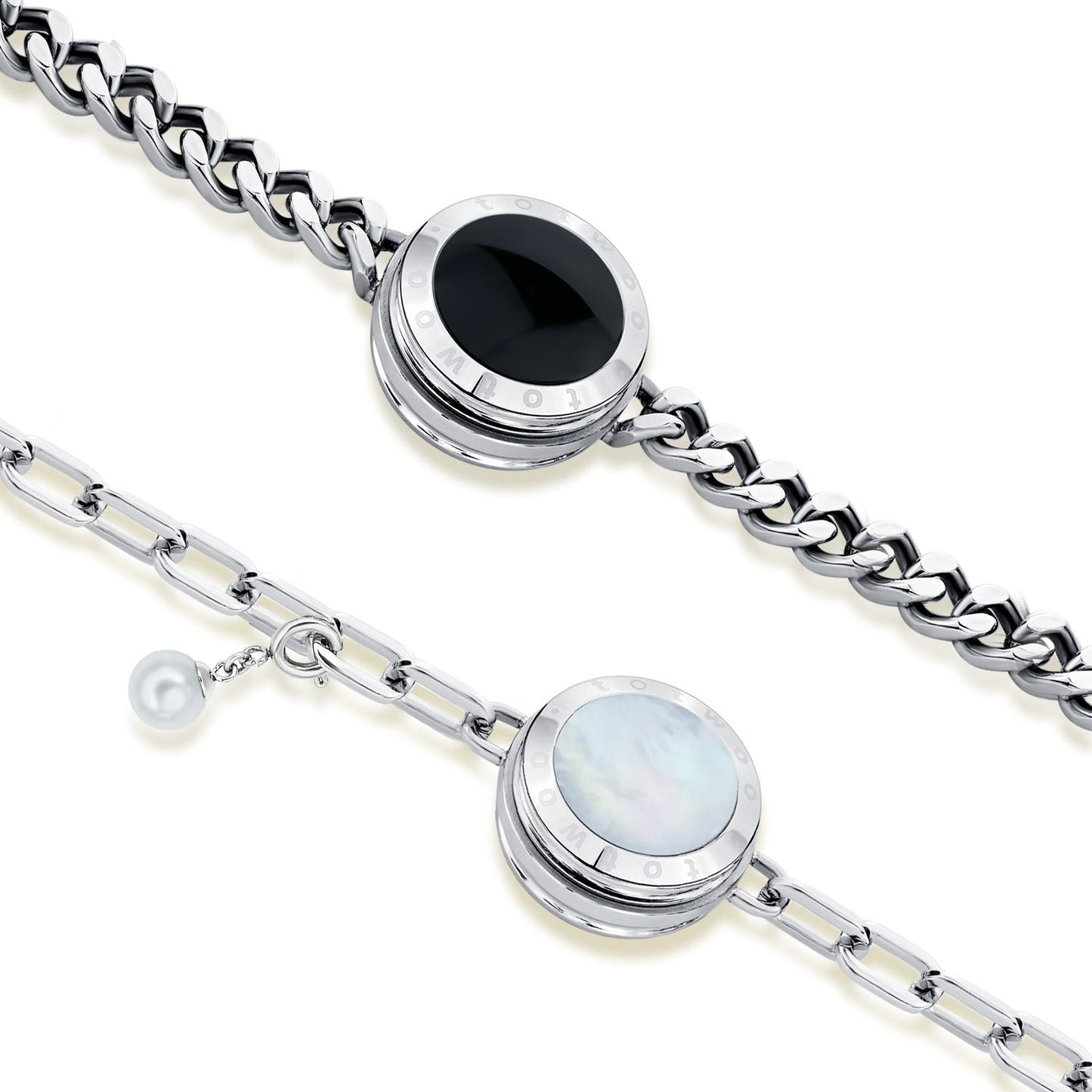 Bracelets tactiles Soulmate 2.0 (chaîne cubaine en argent + chaîne Figaro en argent)