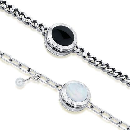 Bracelets tactiles Soulmate 2.0 (chaîne cubaine en argent + chaîne Figaro en argent)
