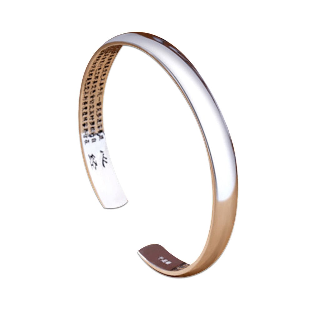 Inner Heart Sutra Mantra 925 Silver Open Bangle