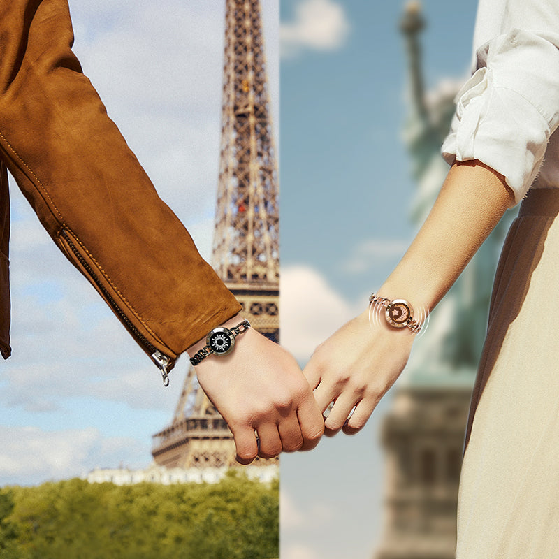 Bracelets Sun&amp;Moon Touch avec chaîne Figaro (noir et or rose)