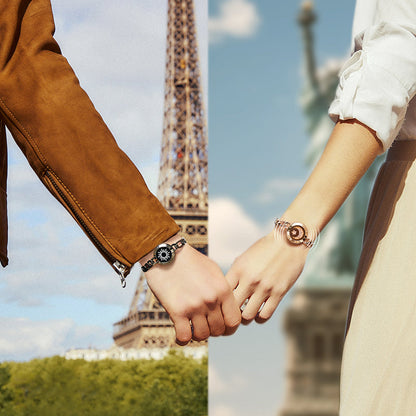 Bracelets Sun&amp;Moon Touch avec chaîne Figaro (noir et or rose)