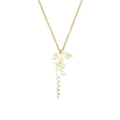Collier avec nom de fleur de naissance