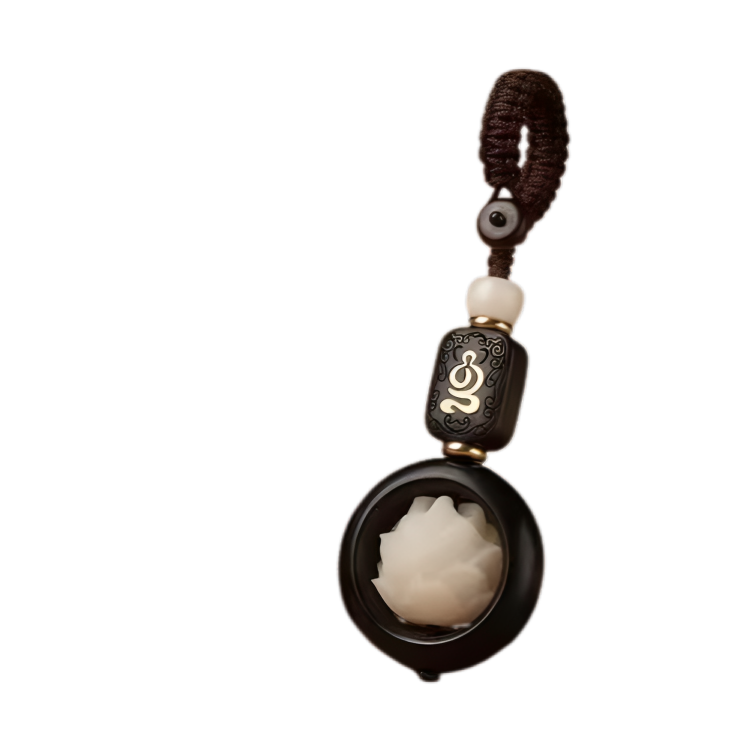 Wooden Lotus Keychain Accessory