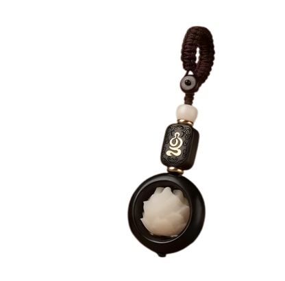 Wooden Lotus Keychain Accessory