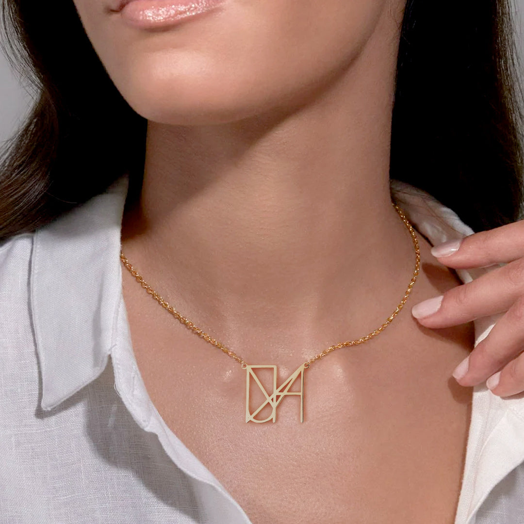 Collier minimaliste avec nom et monogramme