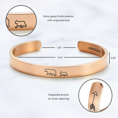 Mama Bear & Her Baby Bears Engraved Cuff Bracelet