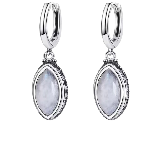 Sterling Silver Natural Moonstone Pendant Earrings