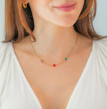 Collier multi-pierres avec pierres de naissance