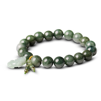 Natural Green Jade Fortune Pixiu Bracelet