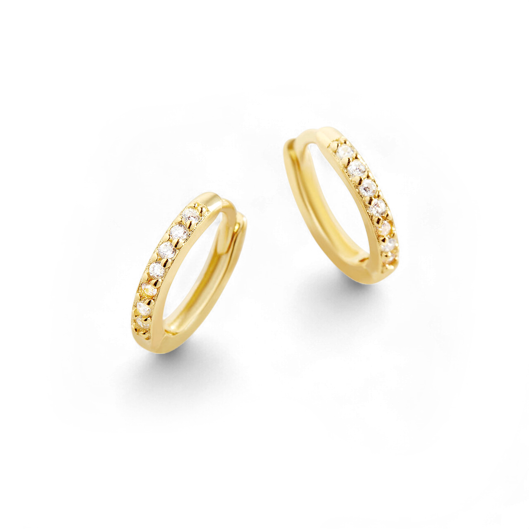Pave Huggie Hoop Earrings